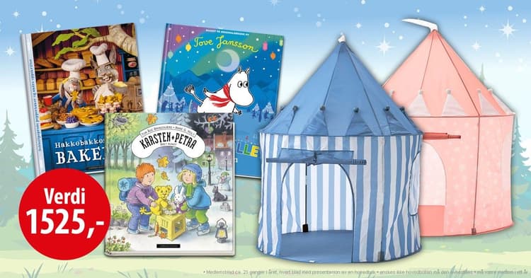 Få leketelt, leketunnel og tre bøker i velkomstgave