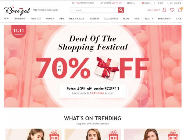 Rosegal.com - få rabattkoder på kjøp av smykker, sminker, accessoirer og mye mer