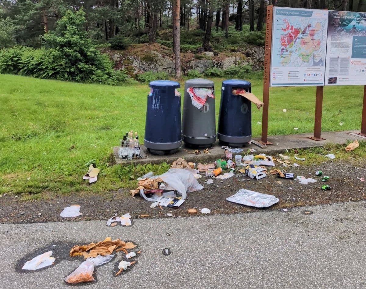 Her tømmer Statens vegvesen søppel kvar dag om sommaren. Likevel ser det slik ut