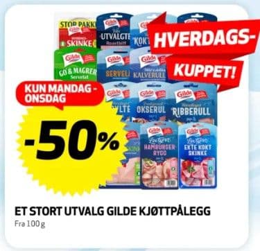 Ikke glem Bunnpris sitt kjøttpålegg-tilbud mandag til onsdag denne uka