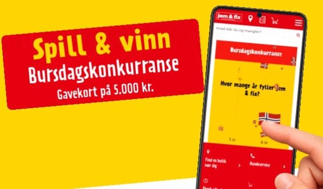 Vinn gavekort verdt 5 000 kroner til Jem & fix